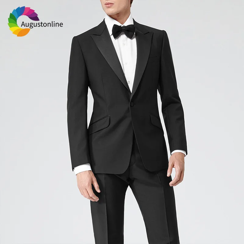 Black Business Men Suits For Wedding Suits Bridegroom Groom Prom Blazer Slim Fit Formal Custom Tuxedo Terno Traje Hombre 2Pieces business men suits for wedding suits bridegroom prom blazer slim fit formal custom made tuxedo ternos traje hombre 2pieces