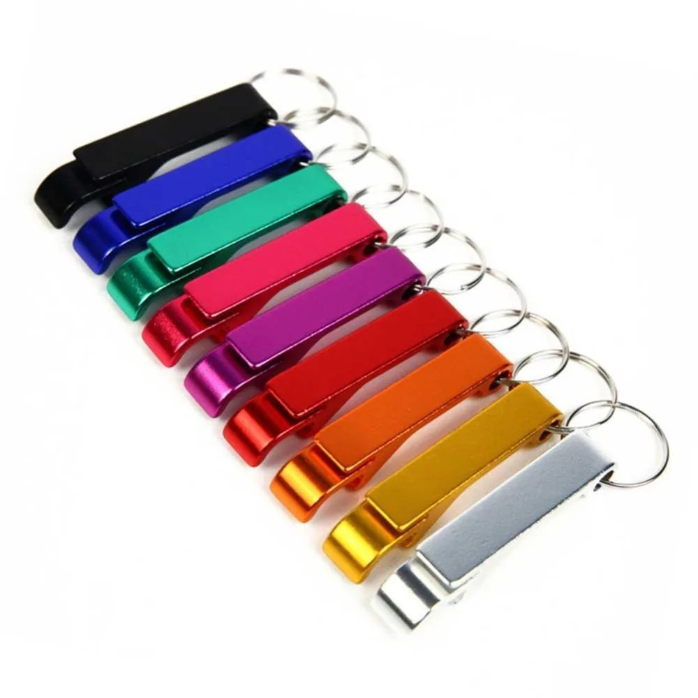 

3PCS Beer Bottle Opener Keychain 4 in 1 Pocket Aluminum Beer Bottle Opener can 6 Colors Wedding Favor Gifts free shipping
