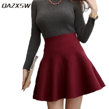 Qazxsw сезон: весна–лето Повседневное пикантные Для женщин мини-юбка высокой талией Flared плиссе Джерси Простые короткие трикотажные упругой юбка yx166
