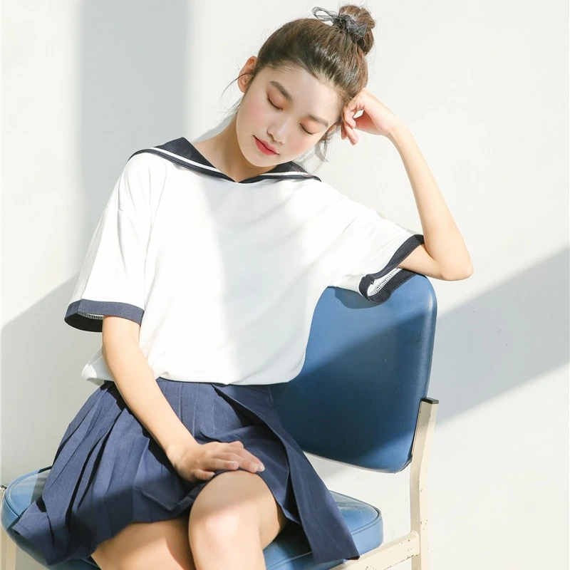 春トップス 夏シャツ原宿かわいい服韓国スタイルファッション甘いストライプネイビースタイルのステッチピンク Tシャツ女性 T Shirts Aliexpress