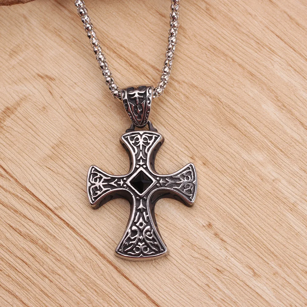 Cross Charms Black Rhinestone Pendant 