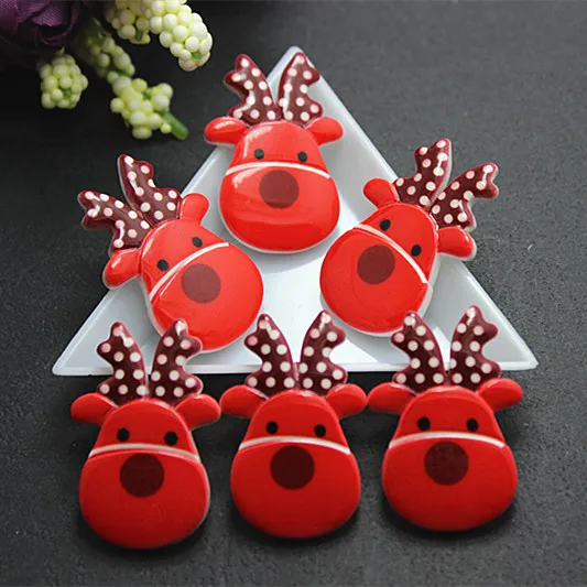 

10pc Resin Christmas Big Reindeer Flatback Cabochon Craft for DIY hair bow center scrapbooking,23*33mm