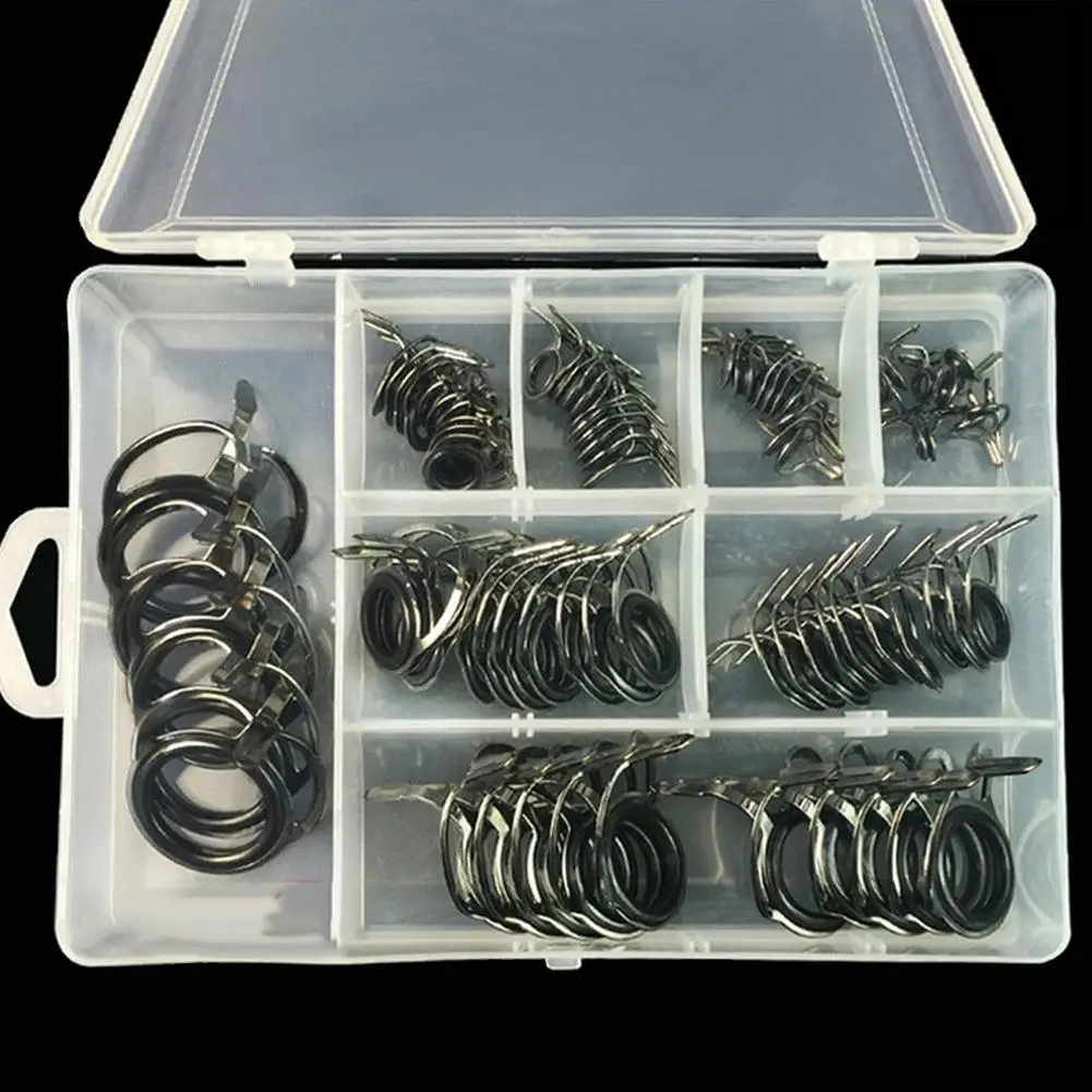

NEW 75Pcs 8 Sizes Ceramic Fishing Rod Guide Line Kit Single Foot Rings Repair Eyes