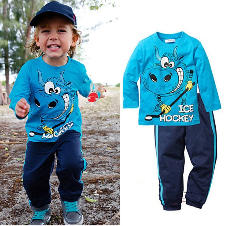 

Baby Boys Clothing Set Free shipping Autumn Children's Clothing Cartoon Long - Sleeve - Shirt + Pants 2 pcs. Kids Suit Retail