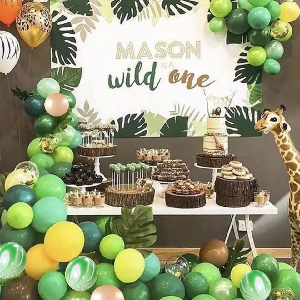 Forest Theme Party Decoration 148pcs10in Green And Transparent