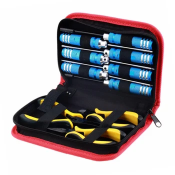 

10in1 Screwdriver Hexagon Socket Slotted Diagonal Cutter Ball Link Plier Tool Kit Box Set for RC Quadcopter Helicopter Car