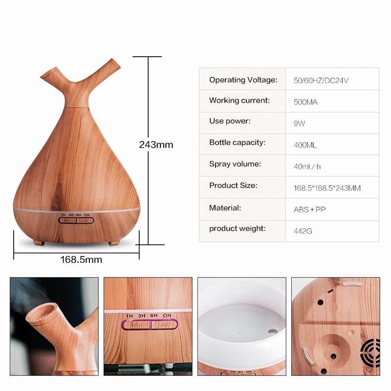 Air humidifier aroma diffuser wood