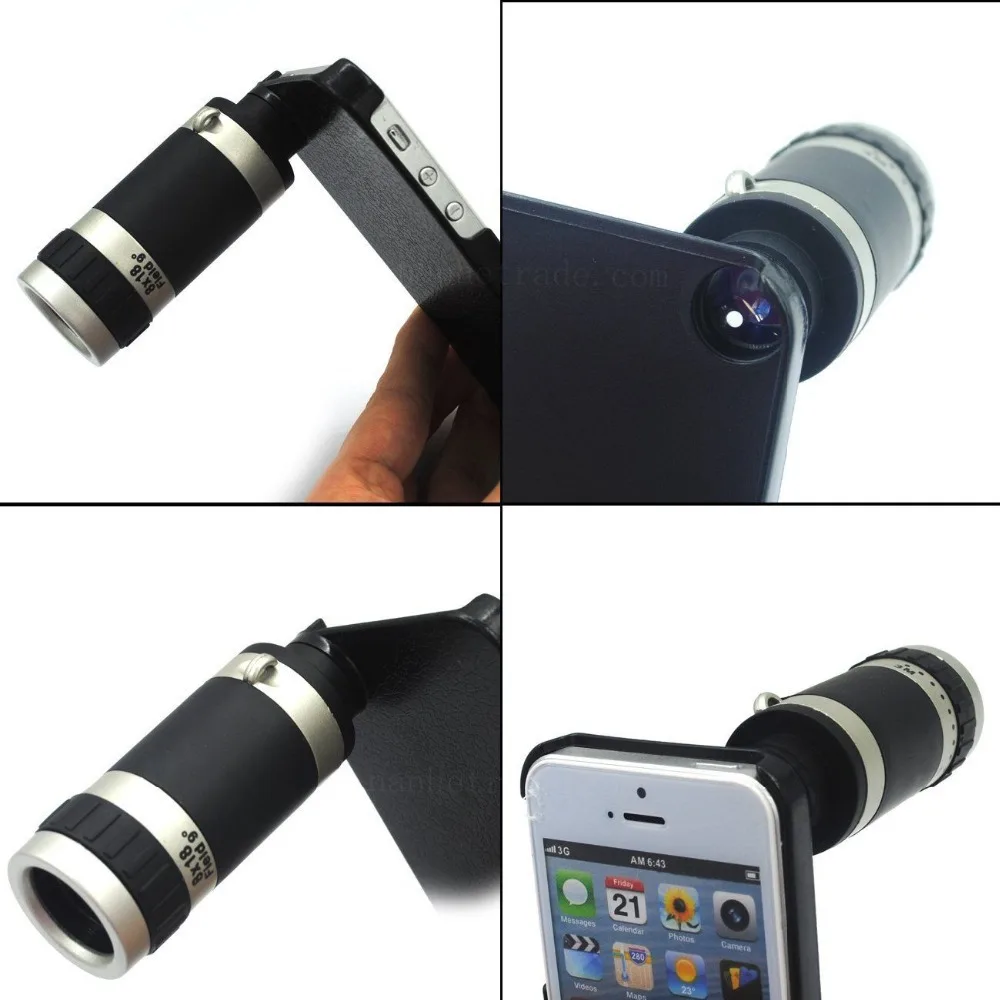 

Optical 8X Zoom Mobile Cell Phone Telescope Camera Lens+Case For iPhone 5 5S 8X Zoom lens