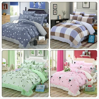 

Consice AB Side 3/4 pcs pieces Bedding Set Full King Queen Twin Single Size Quilt Comforter Case Duvet Cover Cotton Bed Linen 2m