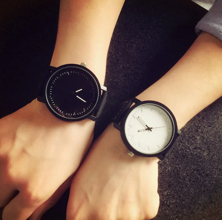 Корейские студенческие часы модные тренды Мужчины Женщины кожаный ремень пара часов