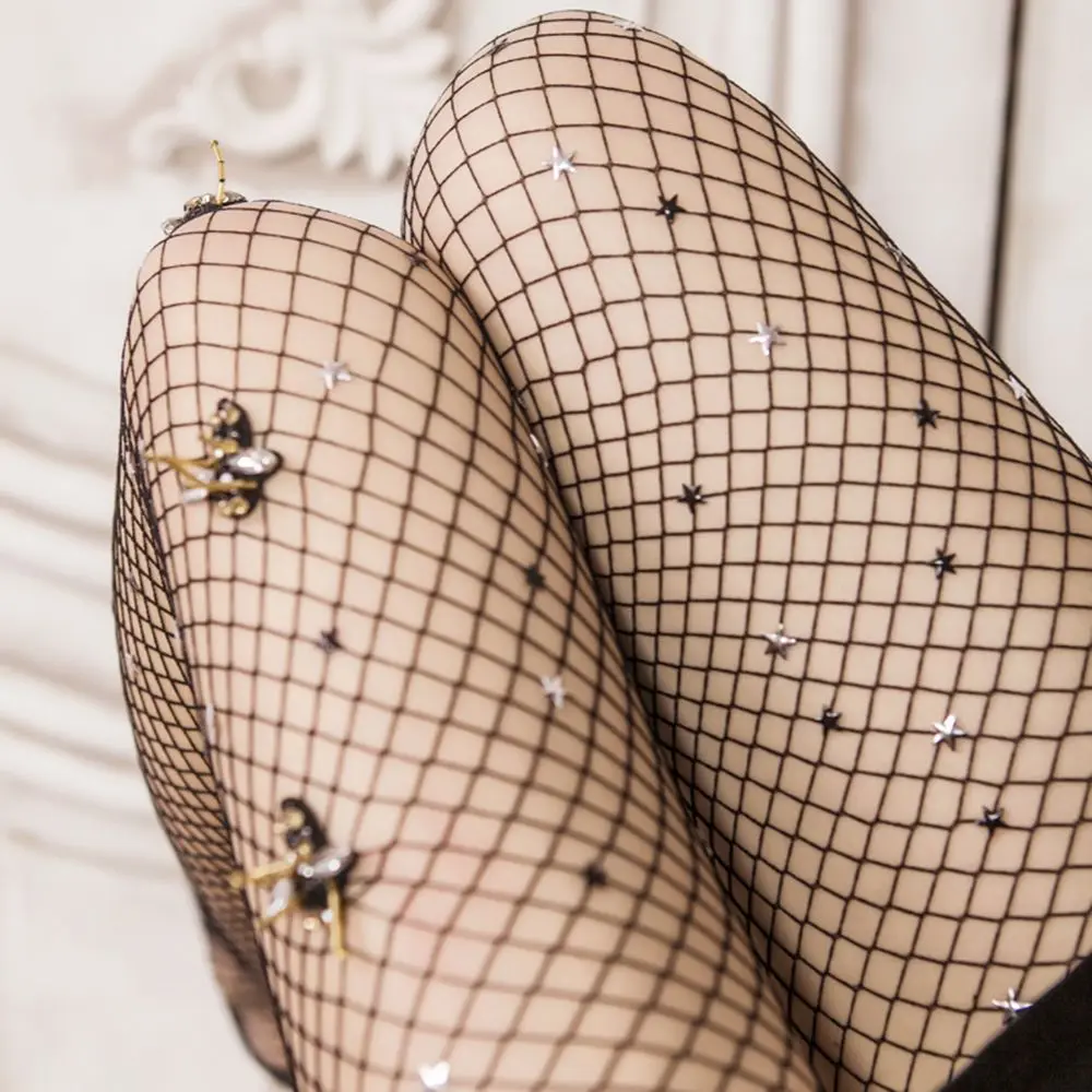 Кристальная пчела сексуальные подвязки длинные чулки женские Чулочно-носочные изделия в сеточку эластичные облегающие высокие чулки Эротическое белье колготки