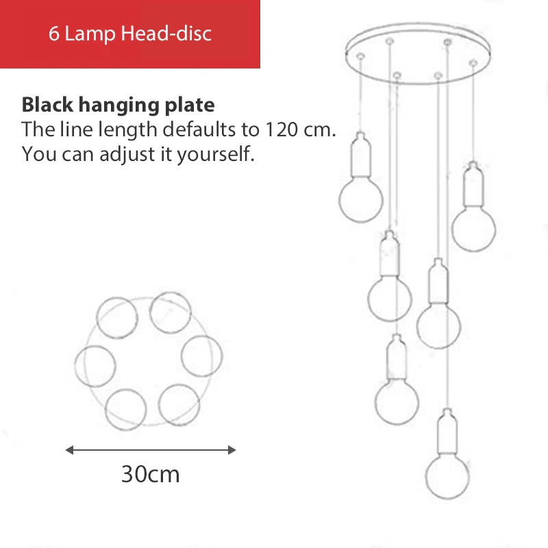 Подвесной светильник, подвесной светильник из скандинавского стекла, подвесной светильник E27 с лампочкой, светильник для ресторана, барный кран, прикроватная лампа для гостиной, спальни - Цвет корпуса: 6 Light black disc