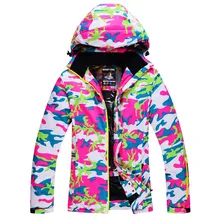 Женские водонепроницаемые лыжные куртки ветрозащитная Супер Теплая Лыжная сноубордическая одежда для женщин для верховой езды утепленное пальто нового стиля