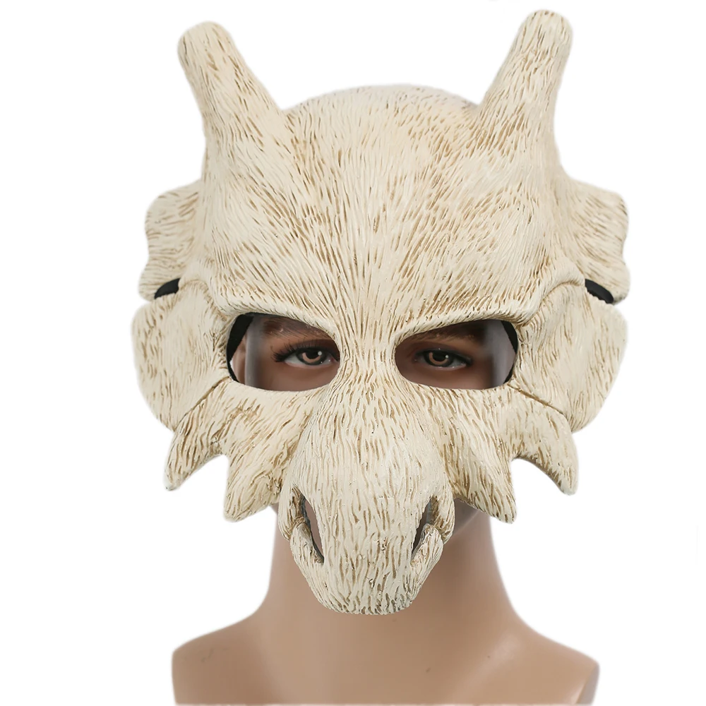 

Pokemon Cubone Beige Resin Bone Full Face Mask 2018 Halloween Christmas Party Masks Festival Holiday Cosplay Costume Props