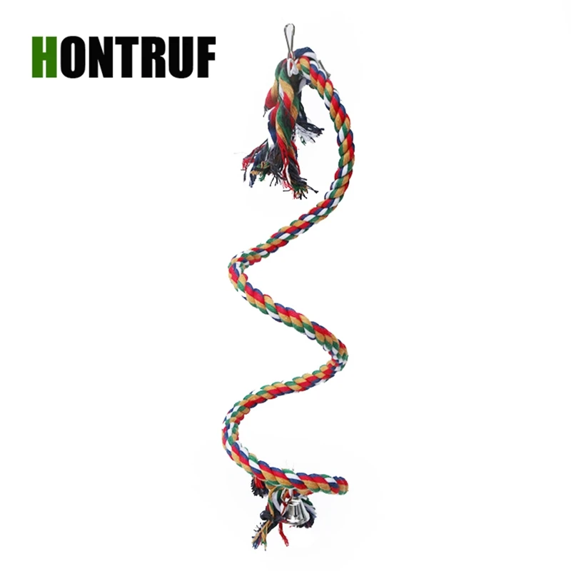 Bird Toy Parrot Climbing Rope Cotton Resistant Bite Sling Swings Pet Stand Birdcage Accessories Supplies | Дом и сад