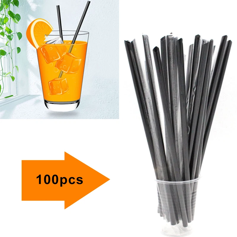 Hoomall Mini Black Cocktail Straws Plastic Drinking Straw DIY Party