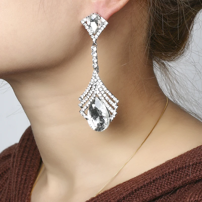 

THRWELL Women Dangle Earrings Water Drop Trendy Aretes De Mujer Modernos Bride Jewelry Wedding Accessories
