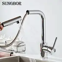 Kitchen Faucets chrome Single Handle Pull Out Kitchen Tap Single Hole Handle Swivel 360 Degree Water Mixer Tap Mixer Tap CF-9116