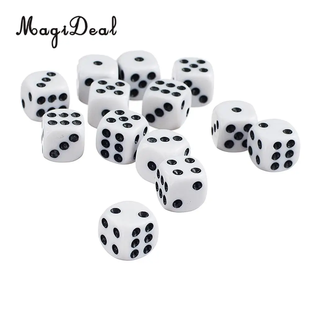 MagiDeal 50x12mm Opaque Acrylic Six Sided Spot Dice D6 for Friends Family Party Club Play D&D RPG TRPG Games Funny Toys 7 Colors
