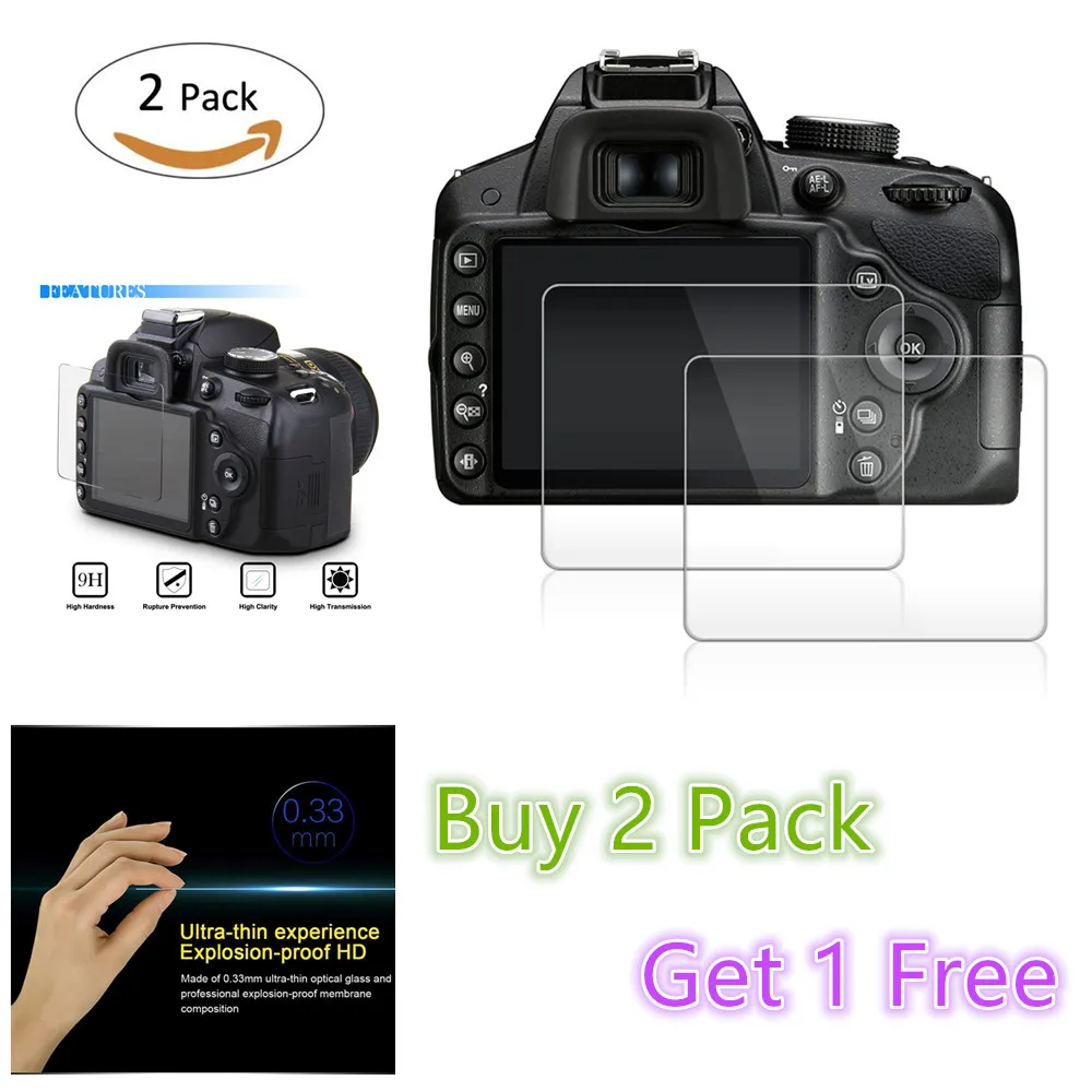 2 Pack 9H Tempered Glass LCD Screen Protector for Sony DSC-HX400V HX400V DSC-H300 H300 Samsung WB1100 EX2F Olympus VH-410 Camera