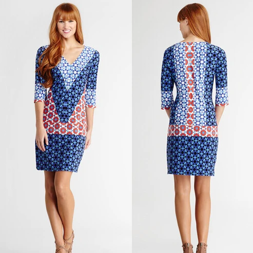 

Dresses Rushed Sale Half Vestido 2017 Women's Clothing Fashionable Italian Brand Bump Color V-neck Sleeve In Elastic Slim Dress