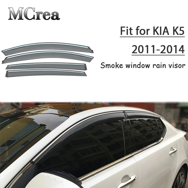 

MCrea 4pcs ABS Car Smoke Window Sun Rain Visor Deflector Guard For Kia K5/Optima 2011 2012 2013 2014 Accessories
