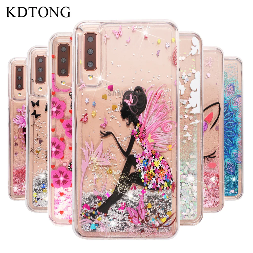 

Phone Case For Samsung Galaxy A7 2018 Case Transparent Glitter Liquid Soft Silicone Cover For Galaxy A750 A7 2018 Case Cover