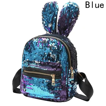 

Mini Sequins Backpack Cute Rabbit Ears Shoulder Bag For Women Girls Travel Bag Shiny Backpack Mochila Feminina Escolar New