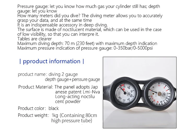 YONSUB Профессиональный Дайвинг 2 манометра Дайвинг манометр глубина манометр компас Дайвинг цифровой датчик глубины