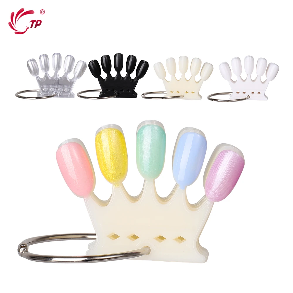 

TP Crown 10pcs/lot False Display Nail Tips Art Polish Color Card Acrylic Practice Chart Palette Buckle Ring Practice Tools sale