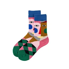 Носки с принтом клоуна для женщин, хлопковые удобные дышащие уличные носки в европейском и американском стиле для девочек