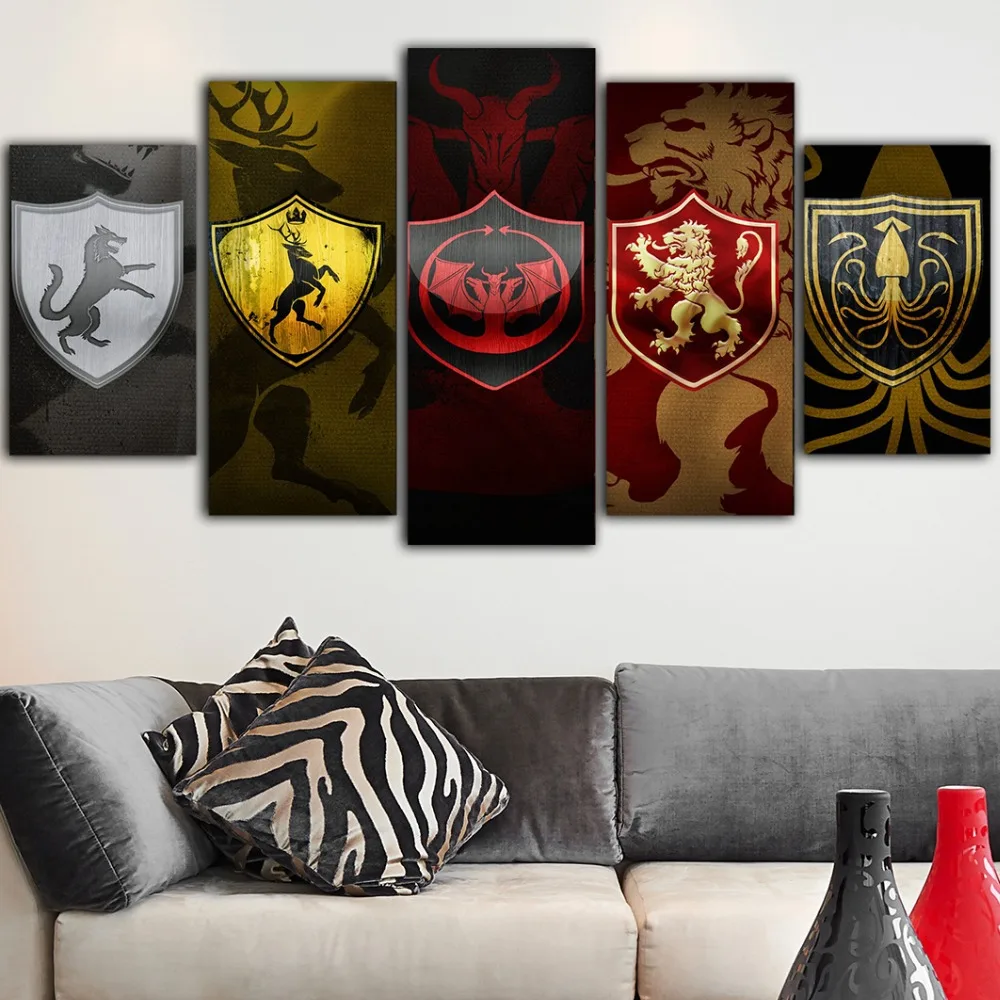 

5 Pieces Toile Mural Canvas Painting Game Of Thrones Tableau Peinture Sur Toile Posters And Prints Tableau Mural Drop Shipping