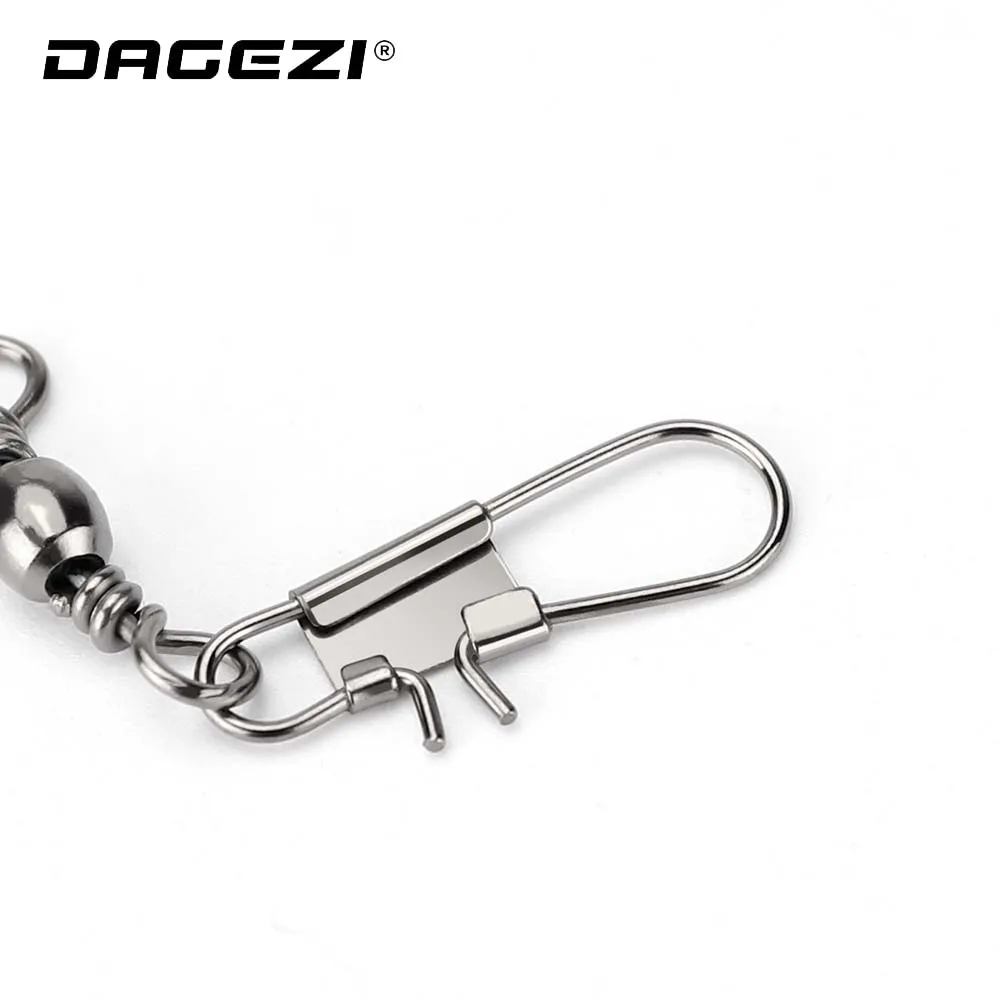 DAGEZI 50 قطعة/الوحدة 6 #/8 #8 كلمات حلقة صندوق معالجة الصيد الصلب يدور التعشيق المفاجئة الصيد اكسسوارات موصل النحاس قطب