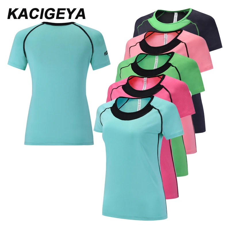 

Dry Fit Women Running Shirts Sportswear Yoga Fitness Gym Shorts Sleeves Cycling Breathbale Bodybuilding Workout Top 2019 Tee