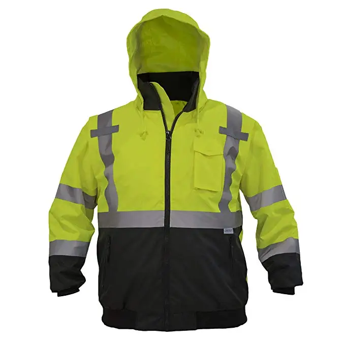 High Visibility Waterproof Bomber Jacket With Rip Stop Safety Workwear Clothing Autumn /Winter Zipper Reflective Working Clothes