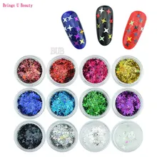 

1 Box 12 Colors Blingbling Stars Nail Sequins Decoration Glitters Paillette Flakes Tinsel Nail Art Tools White Blue Red Sliver