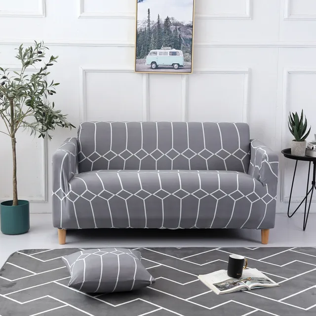 Universal Sofa Covers Geometric Pattern Printed Elastic Stretch Sectional Couch Corner Cover