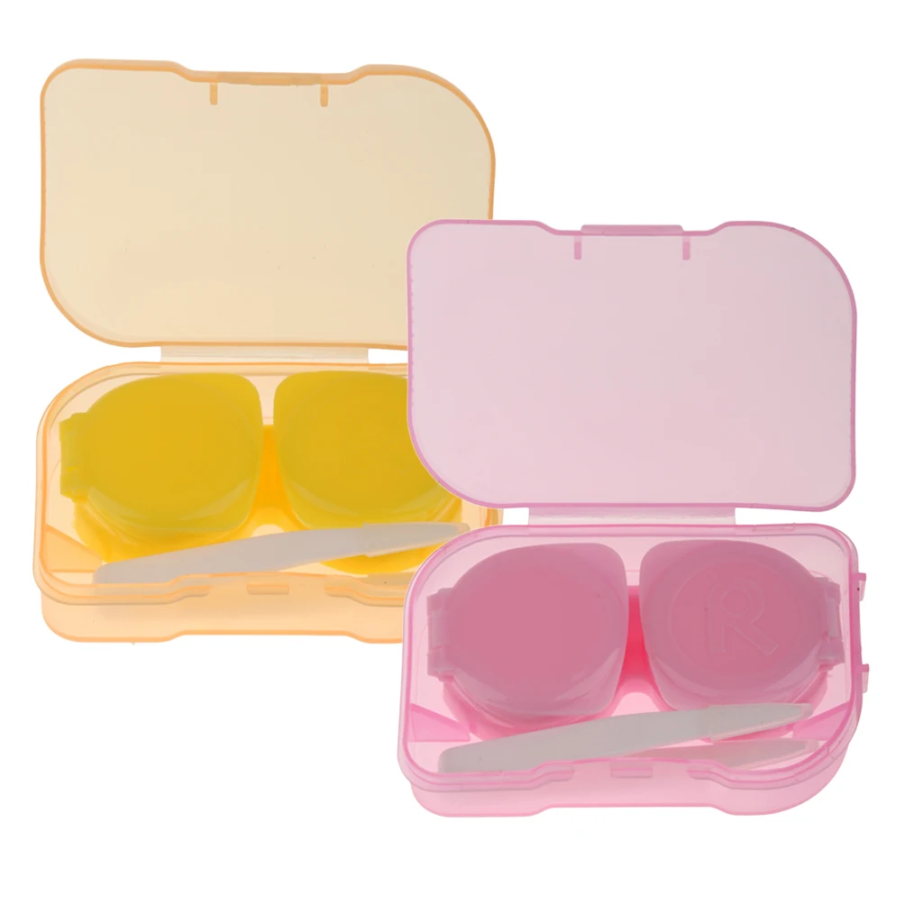 

2 Pieces Women Cute Contact Lens Care Kit Travel Kit Case Lady Storage Container Box