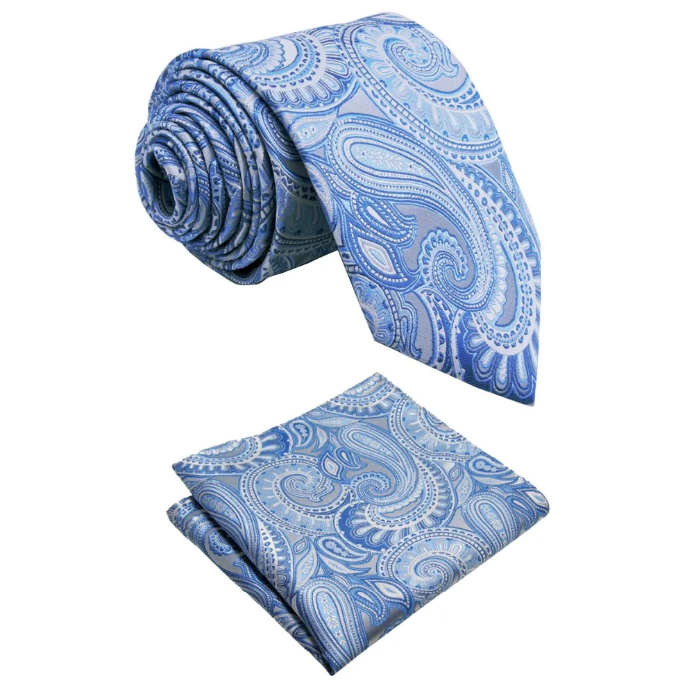 Y12 Paisley Azure Silver Men's Accessories Ties Necktie 100% Silk ...