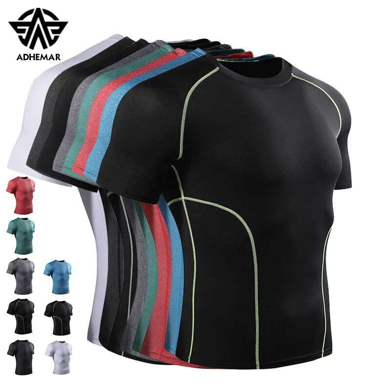 Adhemar short-sleeved sports tights for male quick...