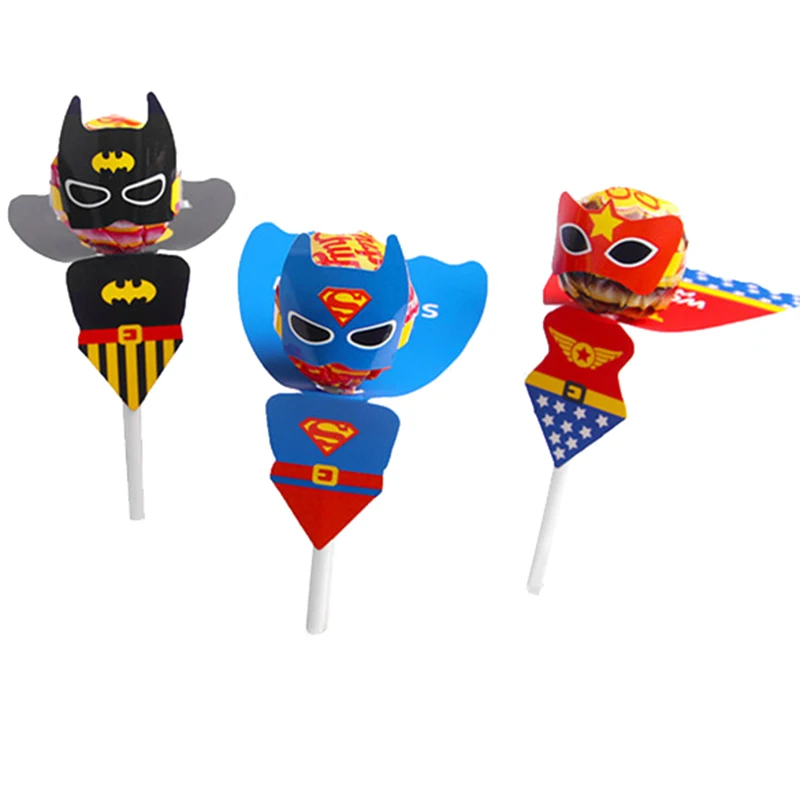 

54Pcs Superman Batman Wonder Woman Candy Lollipop Decoration Cards For Kids Birthday Party Supply Lollipop Gift Accessories