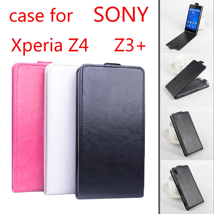 

Luxury Flip Leather Cover Case for Sony Xperia Z4 / Z3 Plus E6553 E6533 Vertical Back Cover Magnetic Protective Shell