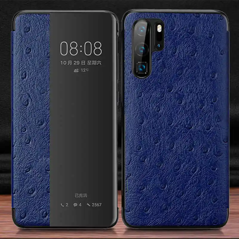 Чехол из натуральной кожи для huawei P30 Pro, умный чехол с окошком для просмотра, чехол для huawei P30 P30Pro, чехол, Fundas