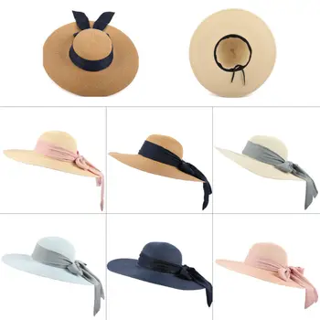 

Summer Straw Hat Women Wide Brim Sun Protection Beach Hat 2019 Adjustable Floppy Foldable Sun Hats for Women Ladies