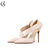 GOXEOU Women's Pumps Flock D'Orsay Nude Black Red Pointed Toe Hook High Heels Party Sexy Fashion Office Lady Shoes Size 32-46 ► Photo 1/6