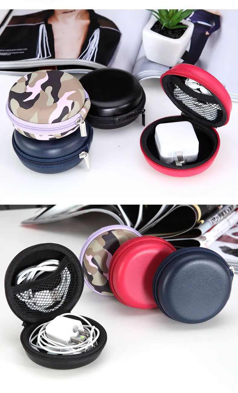 EVA Mini Zippered Round Storage Hard Bag Portable Case for Headphones Case Headset Box for Earphone Case SD TF Cards Earphone (16)