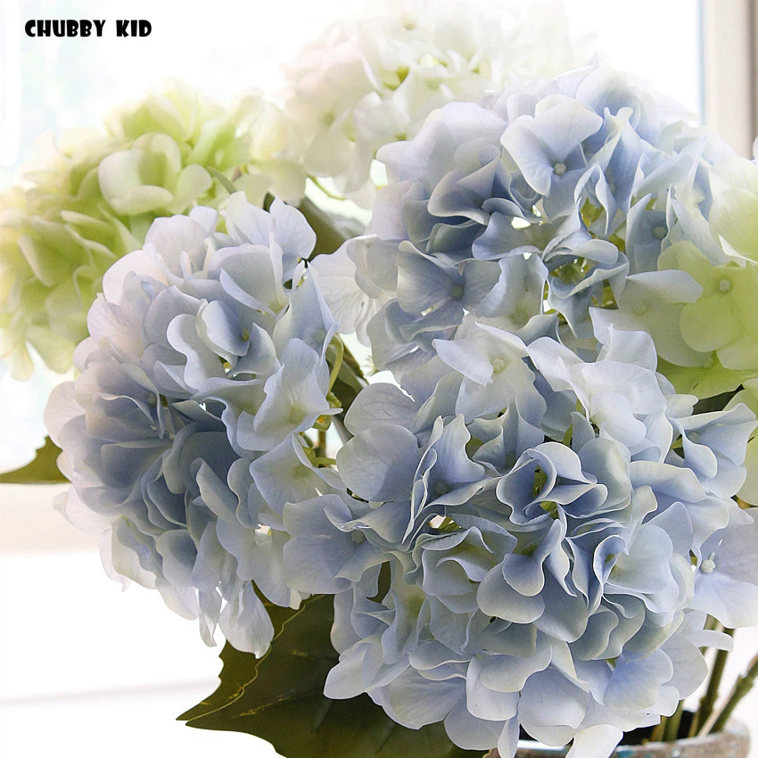 

6pcs! Hi-Q Real touch latex artificial Hydrangea flowers High simulation wedding decorative felt hydrangea Hortensia Ortensia