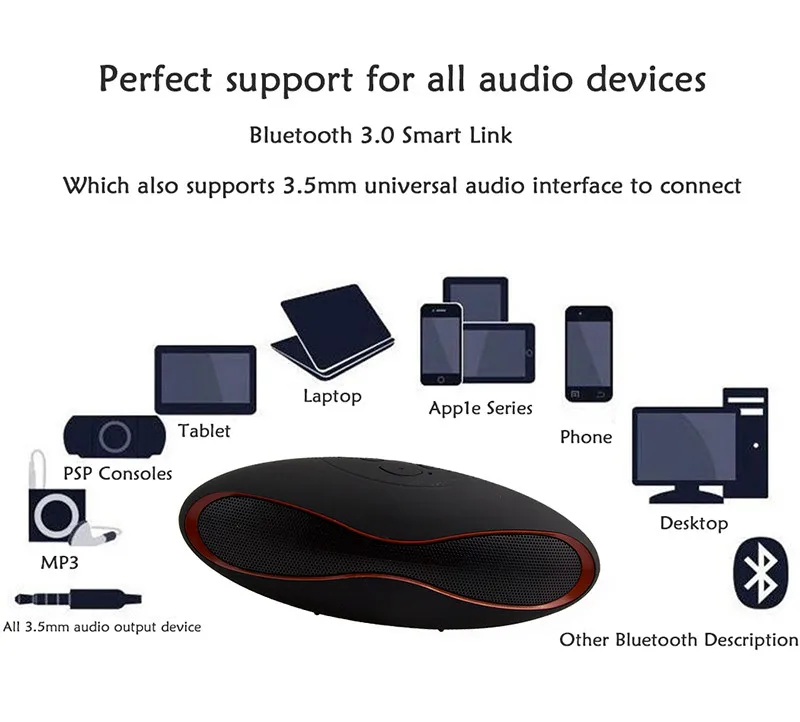 X6 البسيطة سمّاعات بلوتوث اللاسلكية Handfree و المحمولة روك الصوت ملعب نجيلة صناعي للعب كرة القدم 5 Corlors الرجبي Boombox TF مع Mic