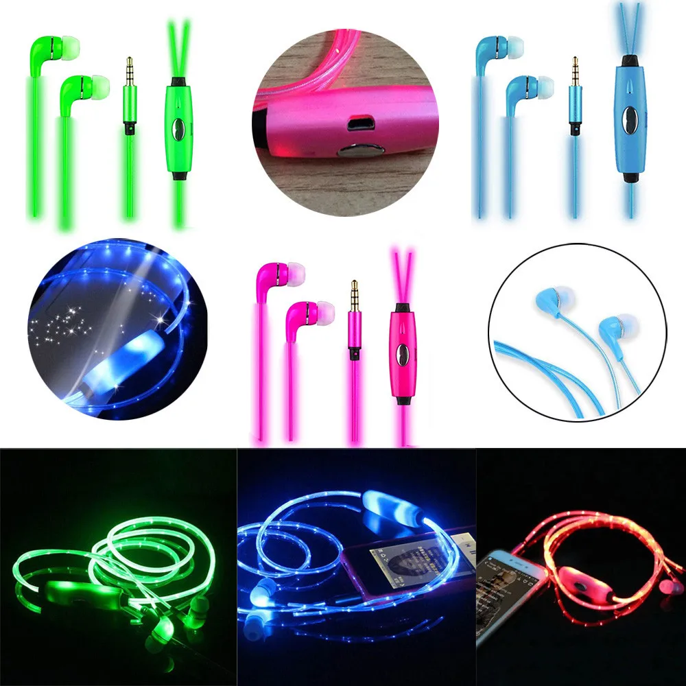 1M Earphone LED Luminous In ear Earphone Glow Stereo Low power LED For