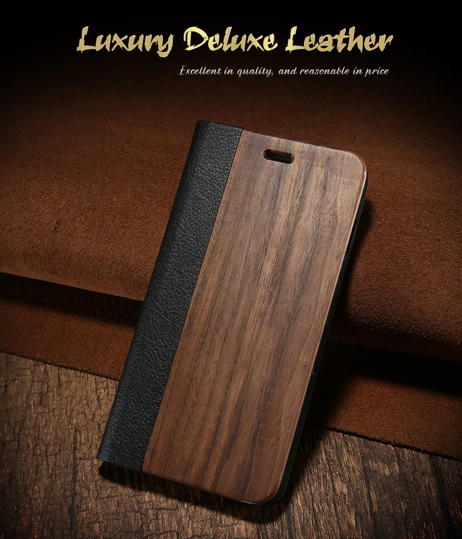 Wooden Flip Leather Case For Iphone 6 6S Plus Cover 1 (1)